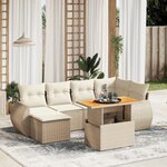 vidaXL Salon de jardin avec coussins 7 Pièces beige résine tressée