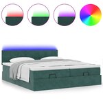 vidaXL Cadre de lit ottoman avec matelas vert foncé 160x200 cm velours