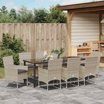 vidaXL Ensemble de salle à manger pour jardin 9 Pièces Gris clair