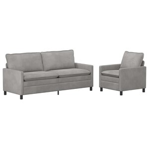 vidaXL Ensemble de Canapés 2 Pièces Gris clair Velours