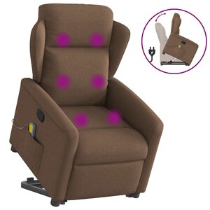 vidaXL Fauteuil de massage inclinable Marron Tissu