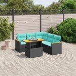 vidaXL Salon de jardin 6 Pièces avec coussins noir résine tressée