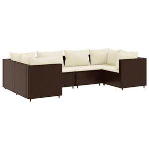 vidaXL Salon de jardin 6 Pièces avec coussins Marron Résine tressée