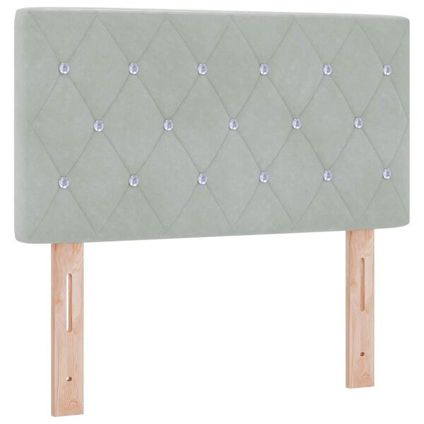 vidaXL Tête de lit LED avec des boutons en cristal capitonnés gris clair de 80 cm en velours