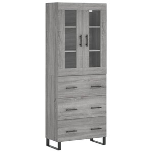 vidaXL Buffet haut Sonoma gris 69 5x34x180 cm Bois d'ingénierie
