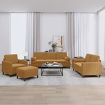 vidaXL Ensemble de canapés 4 Pièces avec coussins marron velours
