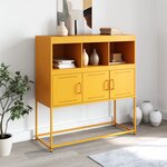 vidaXL Buffet jaune moutarde 100 5x39x107 cm acier