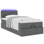 vidaXL Lit ottoman avec matelas et LED Gris foncé 80x200cm tissu