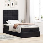 vidaXL Cadre de lit ottoman avec matelas noir 90x190 cm velours