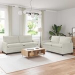 vidaXL Ensemble de Canapés 2 Pièces Crème Velours