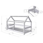 Lit cabane avec étagère 90 x 180 naturel