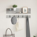 vidaXL Porte-manteau mural avec étagère avec stockage Gris béton 90 x 15 x 36 cm