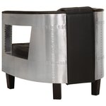 vidaXL Fauteuil en style d'aviation noir cuir véritable
