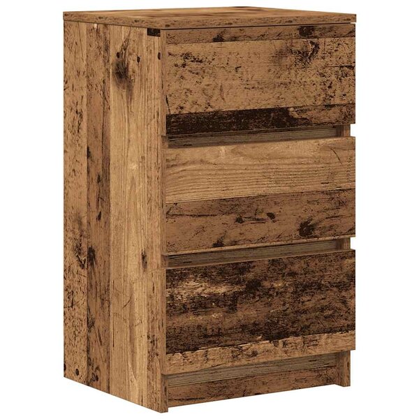 vidaXL Table de chevet avec 3 tiroirs vieux bois 39x35x65 cm