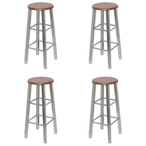vidaXL Tabourets de bar lot de 4 argenté et marron MDF