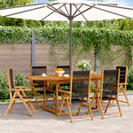 vidaXL Ensemble à manger de jardin 7Pièces noir polypropylène bois massif