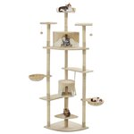 vidaXL Arbre à chat avec griffoirs en sisal 203 cm Beige et Blanc