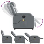 vidaXL Fauteuil inclinable de massage électrique gris similicuir