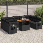vidaXL Salon de jardin 10 Pièces avec coussins noir résine tressée