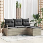 vidaXL Ensemble de canapé de jardin 4 Pièces Gris clair Poly rotin