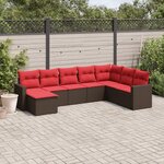 vidaXL Salon de jardin 8 Pièces avec coussins marron résine tressée