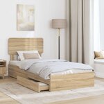 vidaXL Lit de Rangement Chêne Sonoma 90 x 200 cm Bois d'ingénierie
