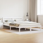 Cadre de Lit vidaXL avec Tête de Lit Blanc 140x220 cm en Bois Massif de Pin