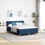 vidaXL Lit à Ressorts avec matelas Bleu 160 x 200 cm tissu