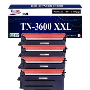 T3AZUR - 4x Toners compatibles avec Brother TN3600 XXL pour Brother DCP-L5510DW HL-L5210DN HL-L5210DW HL-L6210DW HL-L6410DN MFC-L5710DN MFC-L5710DW MFC-L6710DW MFC-L6910DN Noir