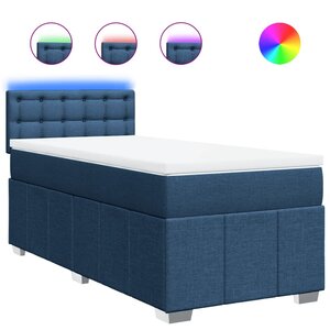 vidaXL Sommier à lattes de lit avec matelas Bleu 80x200 cm Tissu