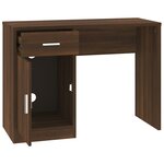 Bureau table poste de travail meuble d'ordinateur informatique étude avec tiroir et armoire chêne 100 x 40 x 73 cm brun 02_0023452