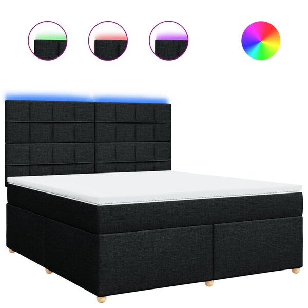 vidaXL Sommier à lattes de lit avec matelas Noir 180x200 cm Tissu