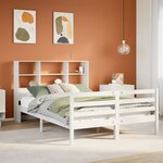 vidaXL Lit bibliothèque sans matelas blanc 160x200 cm bois pin massif