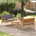vidaXL Ensemble de canapé de jardin 3 Pièces Marron 75 x 45 x 38cm
