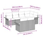 vidaXL Ensemble de canapé de jardin 7 pièces avec coussins noir en poly rotin