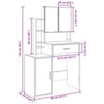 vidaXL Coiffeuse avec armoire sonoma gris 80x35x132 cm