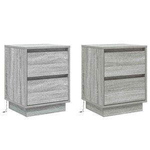 vidaXL Cabinet de chevet avec tiroir avec 2 Pièces Gris 39 x 34.5 x 50 cm