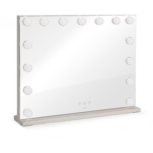Miroir de maquillage Hollywood 56 x 44 cm - 15 LEDs - 3 modes lumineux - Blanc