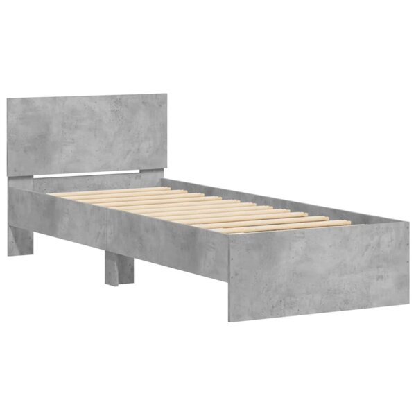 vidaXL Cadre de lit tête de lit gris béton 90x190 cm bois ingénierie