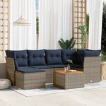 vidaXL Salon de jardin 7 Pièces avec coussins gris résine tressée