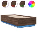 vidaXL Cadre de lit avec LED sans matelas chêne marron 90x200 cm