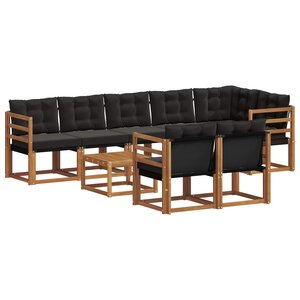 vidaXL Ensemble de canapés d'extérieur 9 pc Naturel et Noir