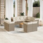 vidaXL Salon de jardin avec coussins 12 Pièces beige résine tressée