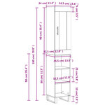 vidaXL Buffet haut Gris béton 34 5x34x180 cm Bois d'ingénierie