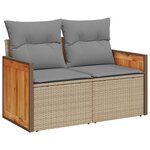 vidaXL Salon de jardin avec coussins 8 Pièces beige résine tressée acacia