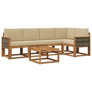 vidaXL Ensemble de canapés d'extérieur 6 pc Naturel et Beige