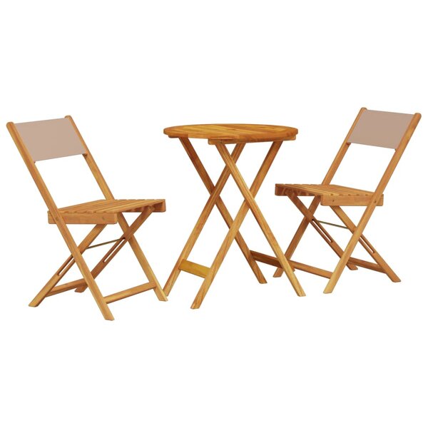 vidaXL Ensemble de bistro 3 Pièces taupe tissu et bois massif