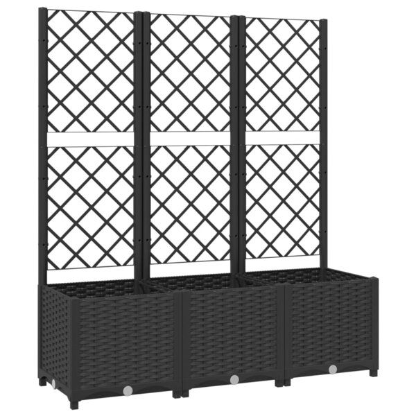 vidaXL Jardinière de jardin avec treillis Noir 120 x 40 x 136 cm PP