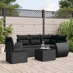 vidaXL Salon de jardin 6 Pièces avec coussins noir résine tressée
