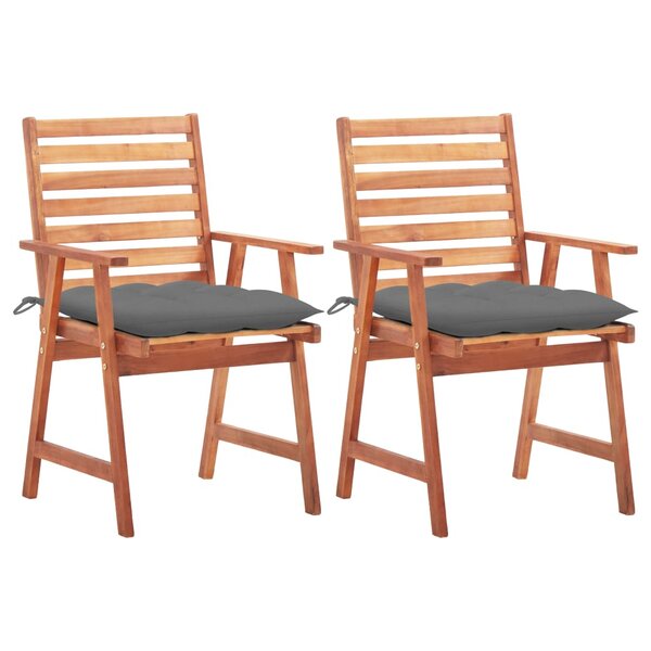 vidaXL Chaises à manger d'extérieur lot de 2 et coussins Acacia massif